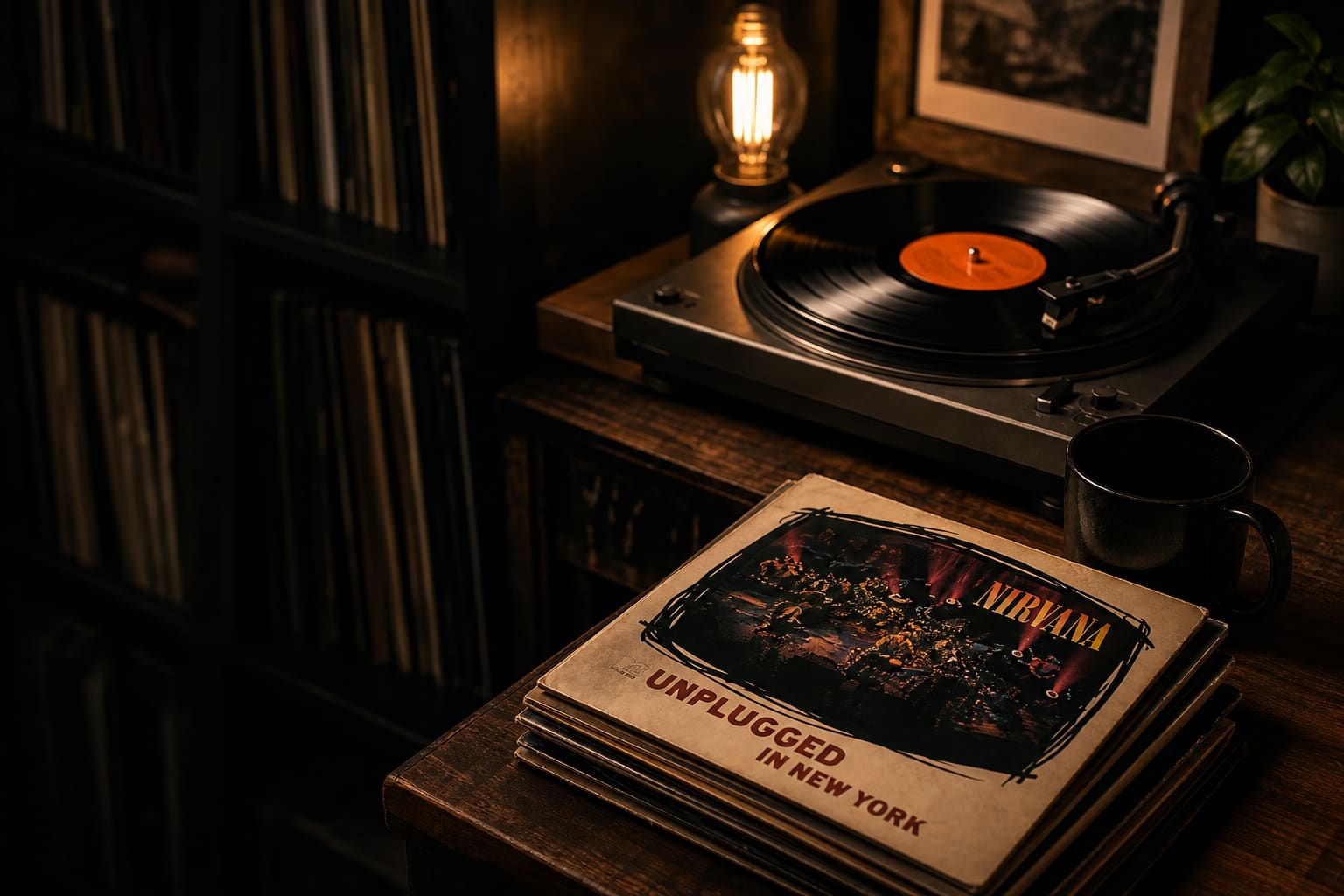 Tocadiscos y colección de vinilos